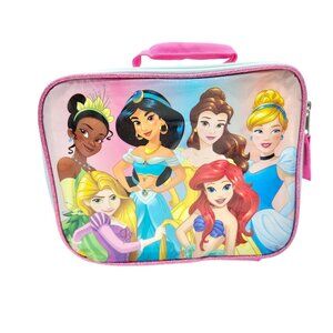 Disney Princesses Insulated Lunch Bag 10x7x3 Pink and White By Bioworld Zipper
